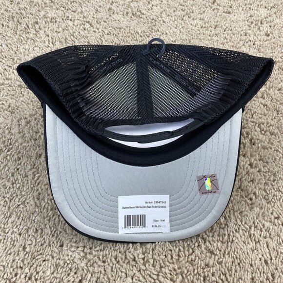 Charlotte Hornets 47 Trucker Hat Foam Snapback White Black Mesh Script Logo Cap - Picture 5 of 8